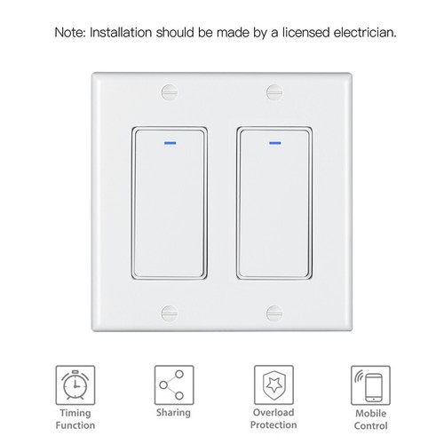 Tuya WIFI Smart Switch 1/2/3/4 Gang Wall Light Remote Switch For Alexa Google - Picture 24 of 26