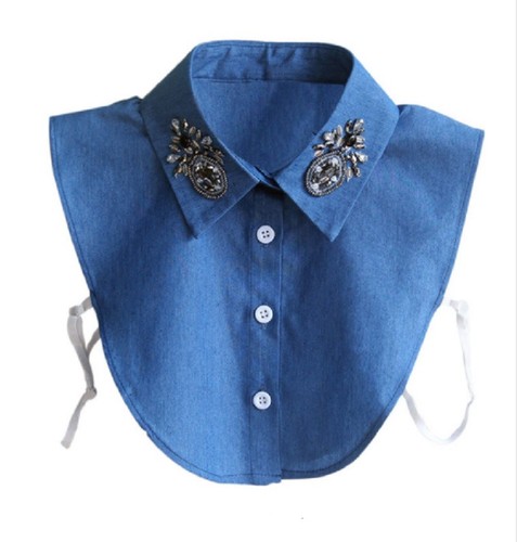 Damenmode Kristall abnehmbare gefälschte Kragen Cowboy Shirt Pullover gefälschter Kragen - Bild 7 von 32