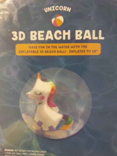 Pallone da spiaggia 3d - Unicorno - gonfiabile 12" - Foto 2 di 2