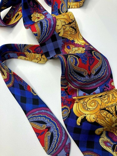 GIANNI VERSACE VINTAGE '90s BAROQUE GARDEN TIE TAR
