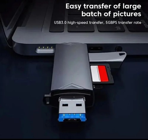 6 in 1 Kartenleser Handyspeicher Silber USB 3.0 Typ-C Leser SD OTG Adapter Micro - Bild 7 von 15