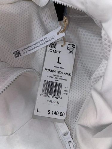 Adidas Bélgica Game Day Himno Blanco Chaqueta de Fútbol Blanca IC1567 Hombre’s Talla L NUEVA - Imagen 7 de 7
