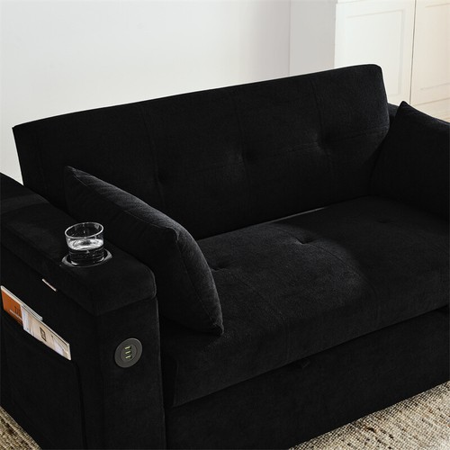 3-in-1 Convertible Sleeper Sofa Bed Pull Out Couch Bed with Pillows & USB Port - Picture 4 of 15