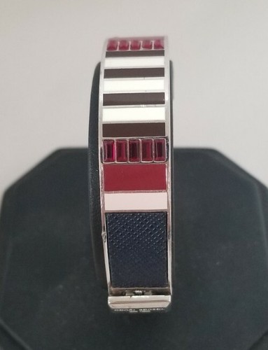 Henri Bendel NY Crystal Oval Bangle Bracelet Enamel - Picture 3 of 11