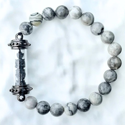 Lucky Howlite Stone Bracelet With amulet pendant, amulet bracelet jewelry. - Picture 2 of 6