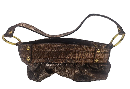 XOXO Gold Metallic Y2K Clutch Purse Animal Print Short Strap Minimalist - Picture 7 of 11