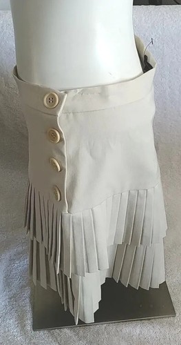 BCBGMaxazria Womens Two Tier Side Button Skater Mini Skirt Sz 0 NWT - Picture 2 of 12