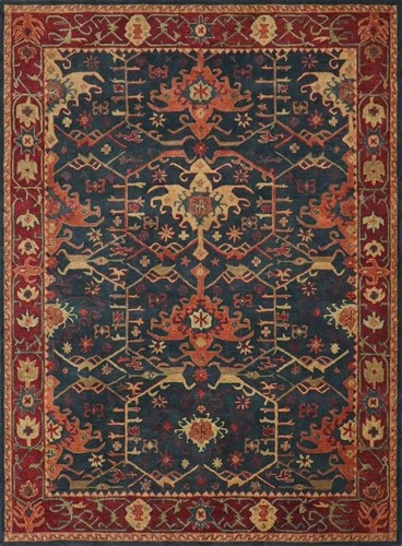 100% Wolle Teppich| Handgetuftet Pottery Barn Channing Rot Wollteppich| Marineblau Teppich - Bild 12 von 23