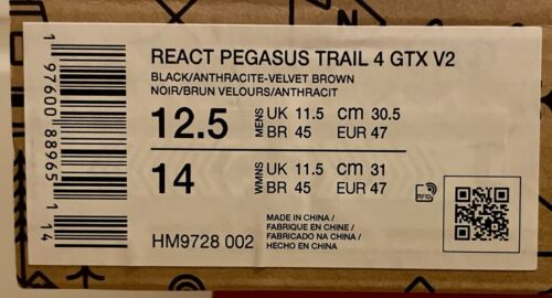 NEU Nike Pegasus Trail 4 GTX Sneaker - UK11,5 EUR47 - HM9728 002 schwarz Goretex - Bild 7 von 8