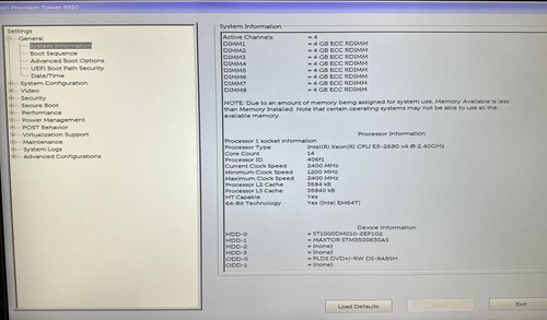 Dell T5810 14-Core E5-2680 V4 32 RAM 250GB NVME SSD |NVDA Quad K4000 Win11 Pro - Picture 17 of 22
