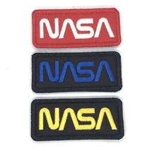 NASA Worm  embroidered Patchhook and loop  3.5 x1.6 inches