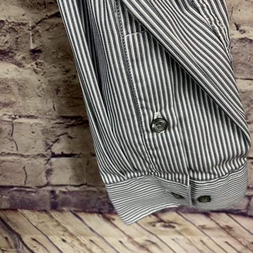 Alfani Shirt Mens Size XL Grey Striped Button Front Long Sleeve Fitted - Picture 5 of 10