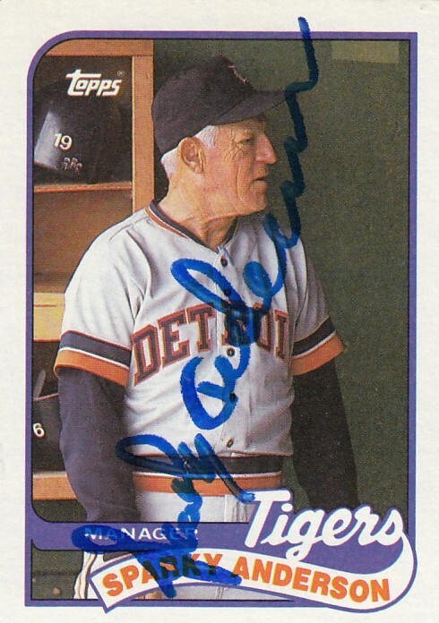 1989 Topps Detroit Tigers HOF Sparky Anderson Signed Autograph Card