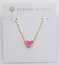 NEW 100%  KENDRA SCOTT Gold Pink Azalea Illusion Ari Heart Pendant Necklace