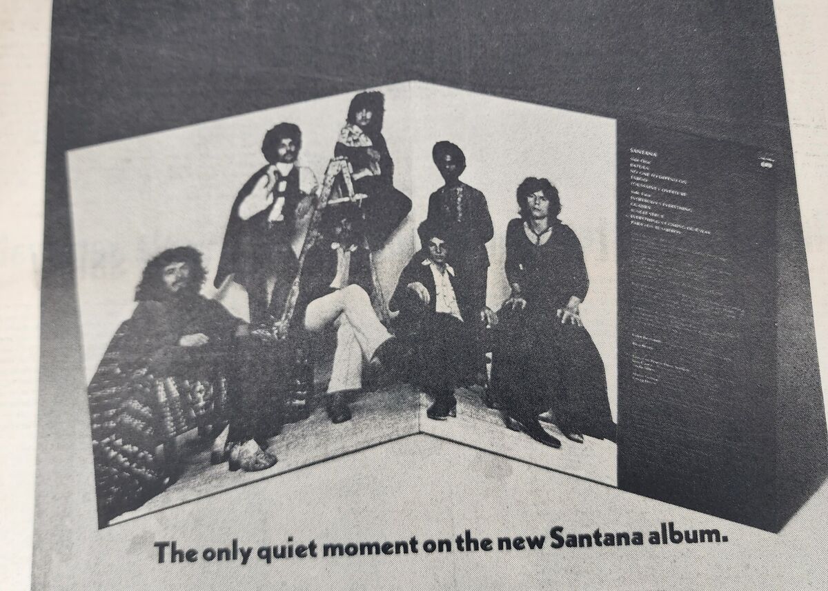 Vintage Ad Santana 1971 Album LA FREE PRESS Unframed Carlos