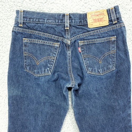 Vintage Levi's 514 Flare Leg Jeans Damen JR. M (29Wx29L) SuperLow Dunkelblau Y2K - Bild 6 von 12