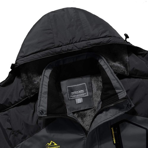 Men's Ski Snow Jacket Fleece Lined Thermal Winter Work Coat Waterproof Warm Coat - Picture 7 of 9