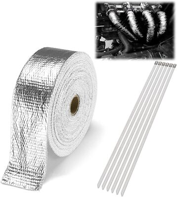 New 2'' x 50'Adhesive Exhaust Header Pipe Wrap Heat Shield Tape Exhaust Heat Wrap