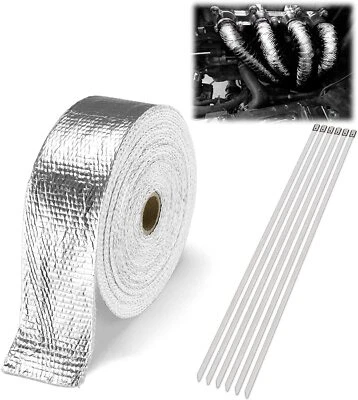 New 2" x 50'Adhesive Exhaust Header Pipe Wrap Heat Shield Tape Exhaust Heat Wrap - Image 1 of 2