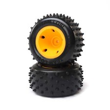 Losi 6 Row Rear Tires, Mounted, Orange(2): Mini JRXT LOS41031