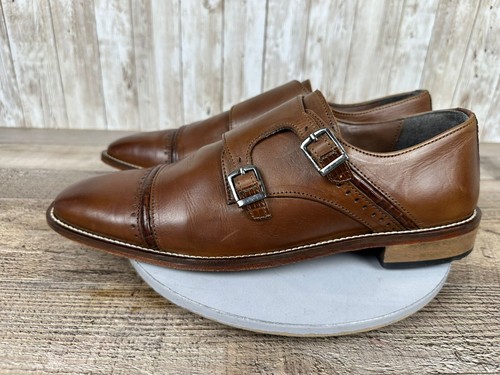 Stacy Adams Mens Dress Shoes Brown Leather Double Monk Strap Size 9.5 M - Picture 2 of 15