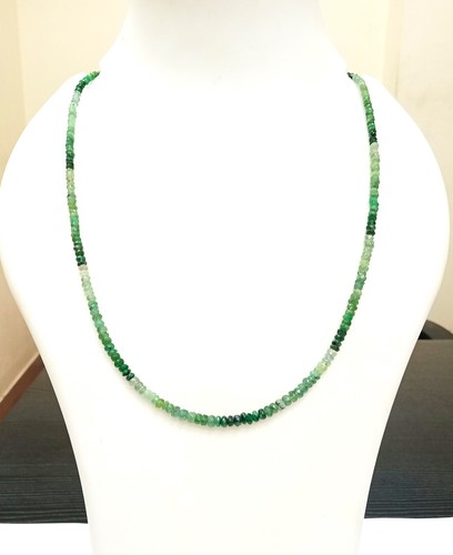 46.25 Cts Natural Green Emerald Faceted Shaded Beads Necklace, Gift For Her - Picture 2 of 8