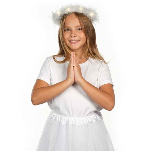 Diadema Light Up Angel Halo - Banda para el cabello de ángel blanca pluma extra - DIVERTIDA - Imagen 5 de 6