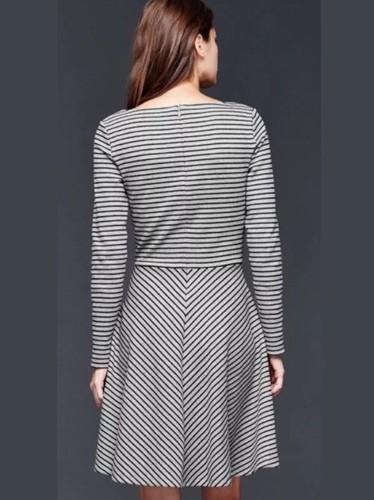 Abito donna Gap casual nero grigio a righe manica lunga elasticizzato nuovo con etichetta taglia 12 - Foto 2 di 4