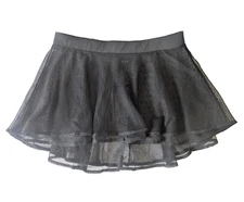 Bloch Black Mesh Dance Circle Skirt Short Size Small Lined Sheer Flouncy High Lo