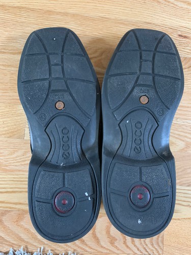 Men's Sz 43 (9 / 9.5)Ecco Black Leather Shoes Loafers Slip-On Dress Square Toe - Picture 10 of 10
