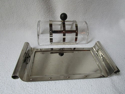 Alessi Italy Butterdose Design Michael Graves Glashaube mit Inox 18/10 Tablett - Picture 6 of 6