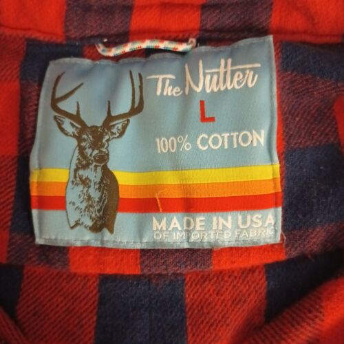 The Nutter Chubbies Flannel Shirt Mens Large Popover 1/4 Button Plaid USA Made - Picture 4 of 10