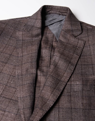 RRP€650 HACKETT Silk Wool & Linen Blazer Jacket Size 40R 50R M Check Notch Lapel - Picture 6 of 7