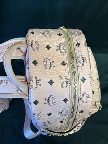 MCM STARK SIDE STUDS BACKPACK IN VISETOS SMALL SOFT PINK - CANVAS/LEATHER - Picture 4 of 16