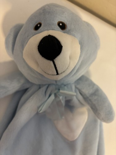 Embroider Buddy Blankey Lovey Buddy Light Blue Bear White Heart - Picture 2 of 4