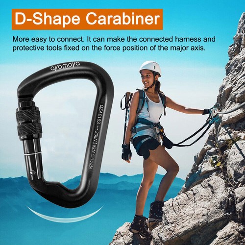 Rock Climbing Locking Carabiner Clip +Rescue Rope Mountaineering Rappelling Cord - Picture 18 of 24