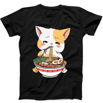 T-Shirt Ramen Katze Anime Kawaii Neko süß japanische Nudel Geschenk 17