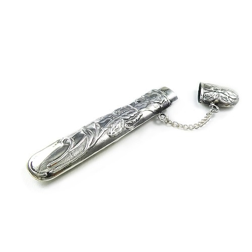 COLLECTIBLE NEEDLES CASE PIN CASE VINTAGE STYLE  SOLID STERLING SILVER 925 - Picture 5 of 8