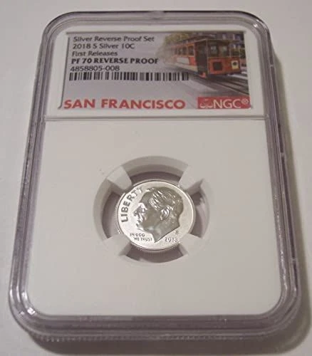 2018 S Silver Roosevelt Dime Reverse Proof PF70 NGC First Releases Trolley Label