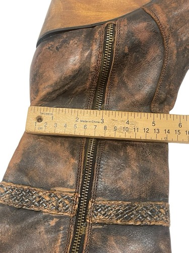 Botas hasta la rodilla Bed Stu Cordoba para mujer marrón tejido cuero envejecido cuña 9,5 B - Imagen 13 de 17