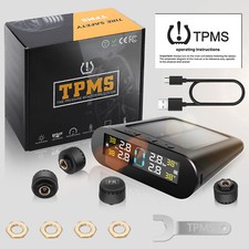Solar Tire Pressure Monitor Monitoring System Wireless LCD Car TPMS + 4 Sensors