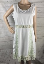 Vintage Satin Lace Slip Dress Medium Pastel Mint Green Eyelash Trim Sleeveless