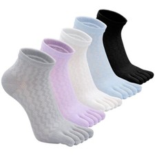 Women's Toe Socks Cotton Five Finger Crew Socks Excellent Stretch Premium Toe...