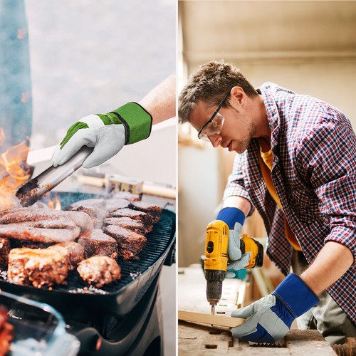 Vgo 3/9/15/21 Paia Guanti da Lavoro/Autista in Pelle Spaccata Mucca, Guanti da Giardino (CB3501) - Foto 6 di 7