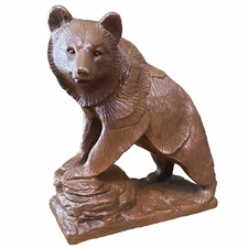 Vintage Bear Handcrafted RED MILL Mfg Statue Figurine Brown Pecan Shell USA
