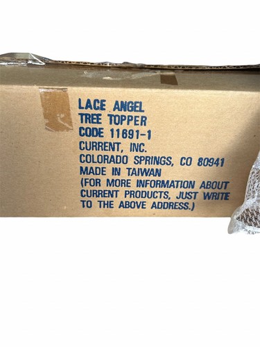 NOS Vintage Christmas Porcelain Lace Angel Tree Topper Decoration In Box - Picture 6 of 6