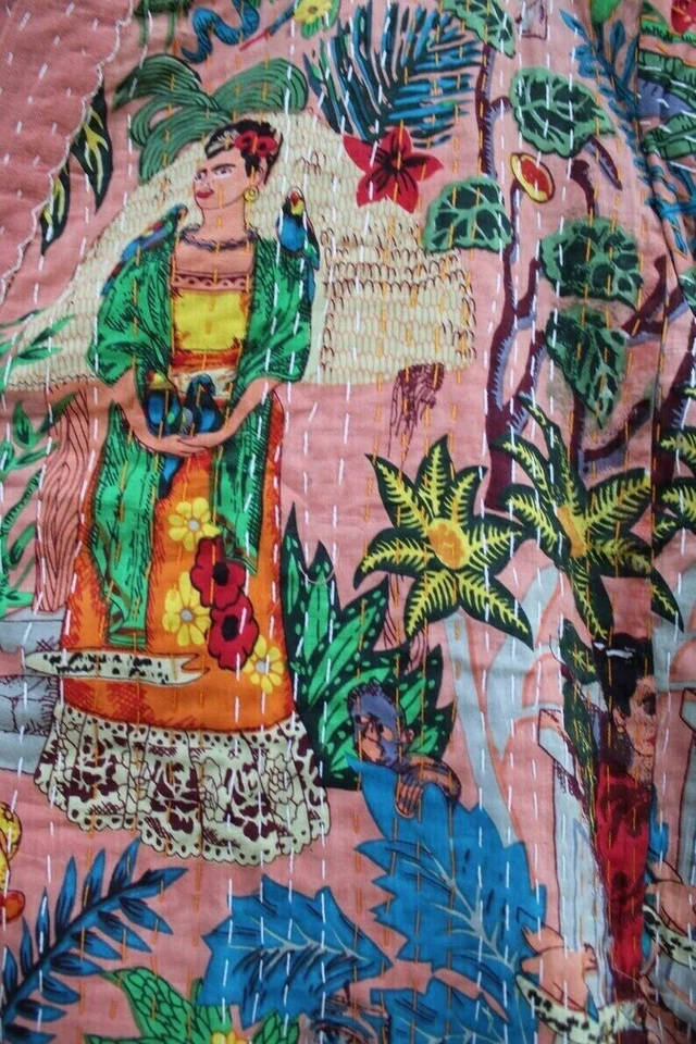 Frida kahlo kantha куртка индийский ручной работы японский кимоно стиль kantha халат - Изображение 4 из 4