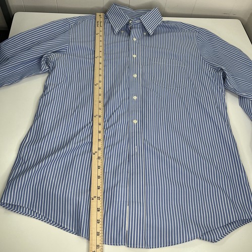 Brooks Brothers Long Sleeve Button Up Shirt Mens 16 - 4/5 Blue Stripe100% Cotton - Picture 8 of 11