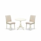 AMAB3-LWH-02 3 Pc Kitchen Table Set - 1 Pedestal Table and 2 Light Beige...
