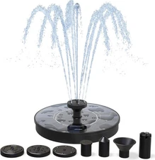 AMZtime Solar Fountain, 2025 Upgraded Solar Water Fountains with 6 Nozzles, Free